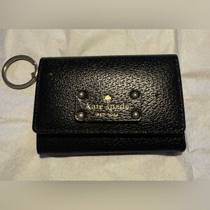 Kate Spade Black and Tan wristlet with key ring- Authentic New with Tag